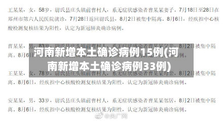 河南新增本土确诊病例15例(河南新增本土确诊病例33例)-第2张图片