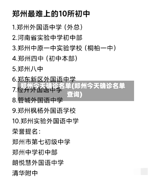 郑州今天确诊名单(郑州今天确诊名单查询)