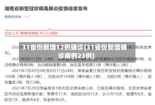 31省份新增12例确诊(31省份新增确诊病例23例)